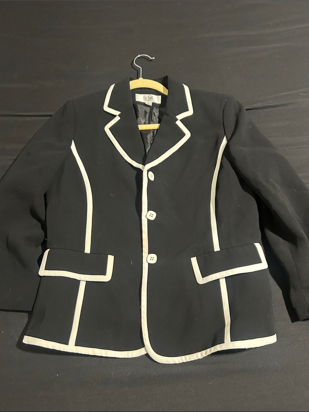 Le Suit Black Blazer with White Trim